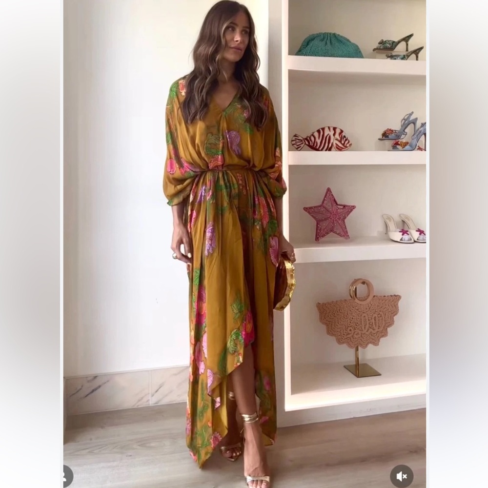 Zara ZW Collection Floral Oversized Dress multicoloured floral pattern
